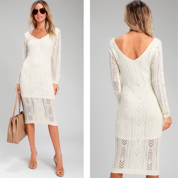 cream midi sweater dress